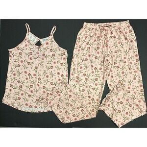 Joan Vass Women's 2 Piece Pajamas Loungewear Razor Back  Top & Pants Size S‎
